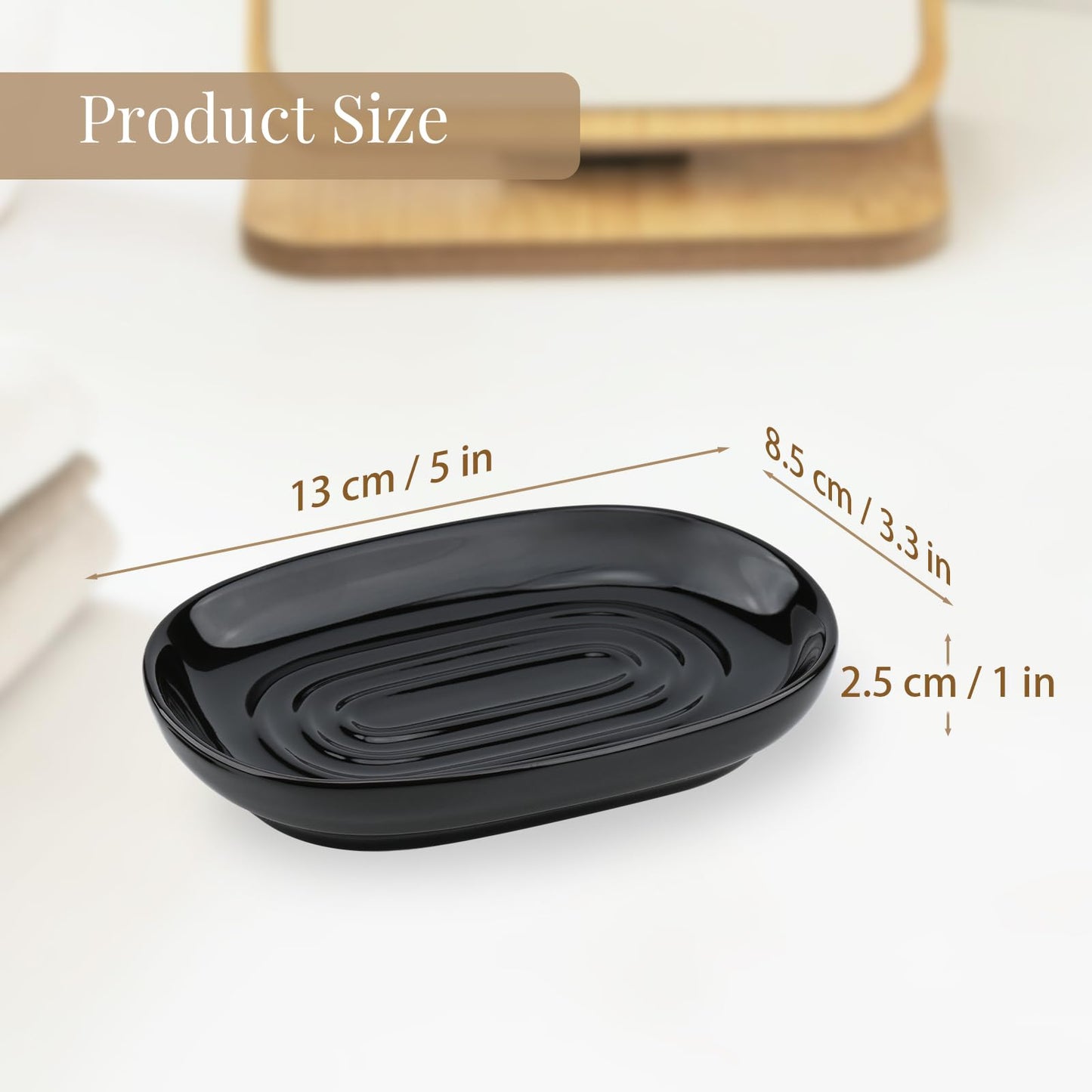 YoHyien Ceramic Soap Dish, Anti-Slip Marble Soap Dish for Bathroom, Soap Tray Dish, Soap Holder for Shower, Kitchen, and Sink