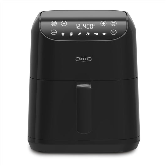 BELLA 6 L Touchscreen Air Fryer with Preset Cooking Modes and Removable Nonstick Dishwasher Safe Crisping Tray and Basket, 1500 Watt Heating System,