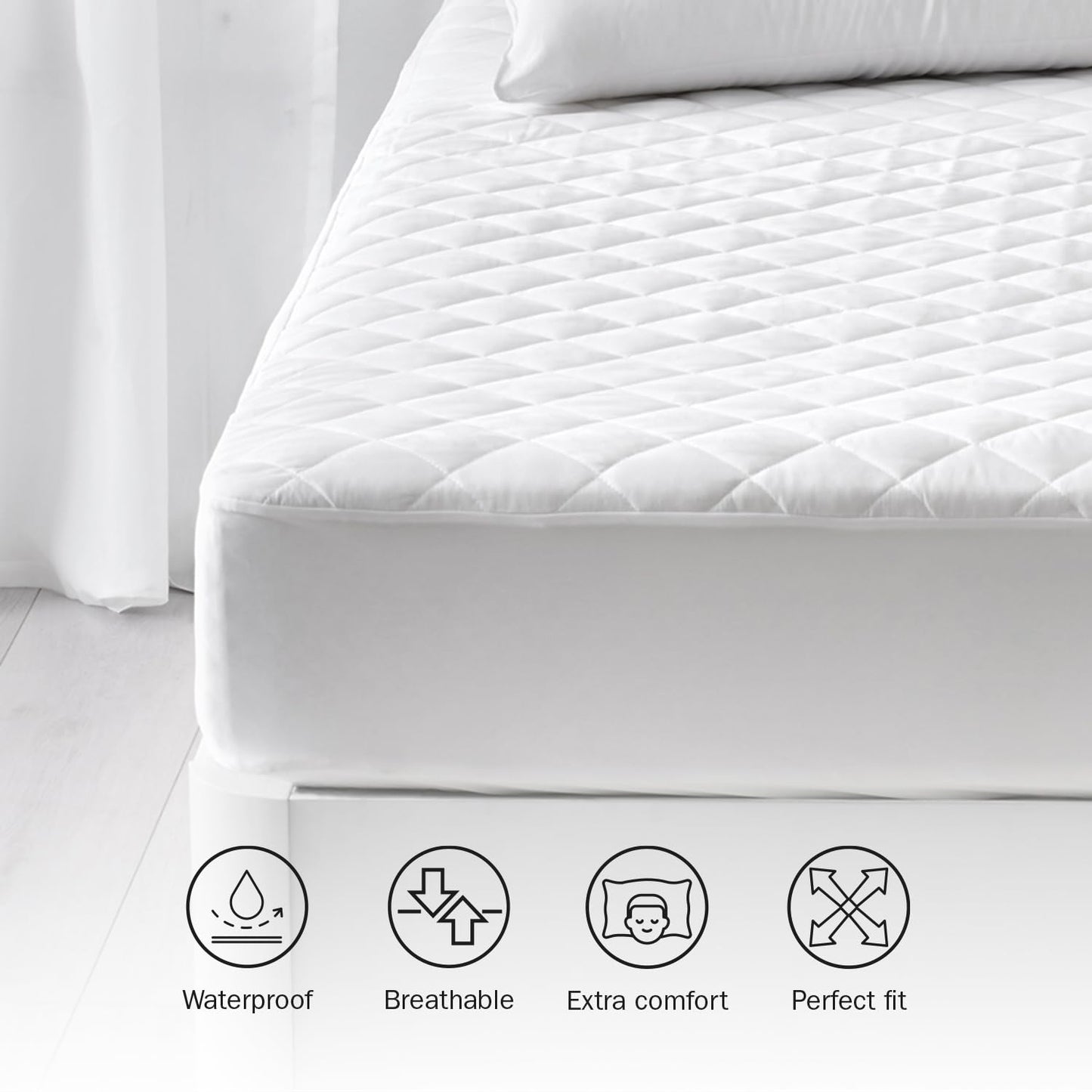 Pikolin - Quilted Fibre Mattress Protector – Waterproof, white Cama 90-90 x 190/200 cm white