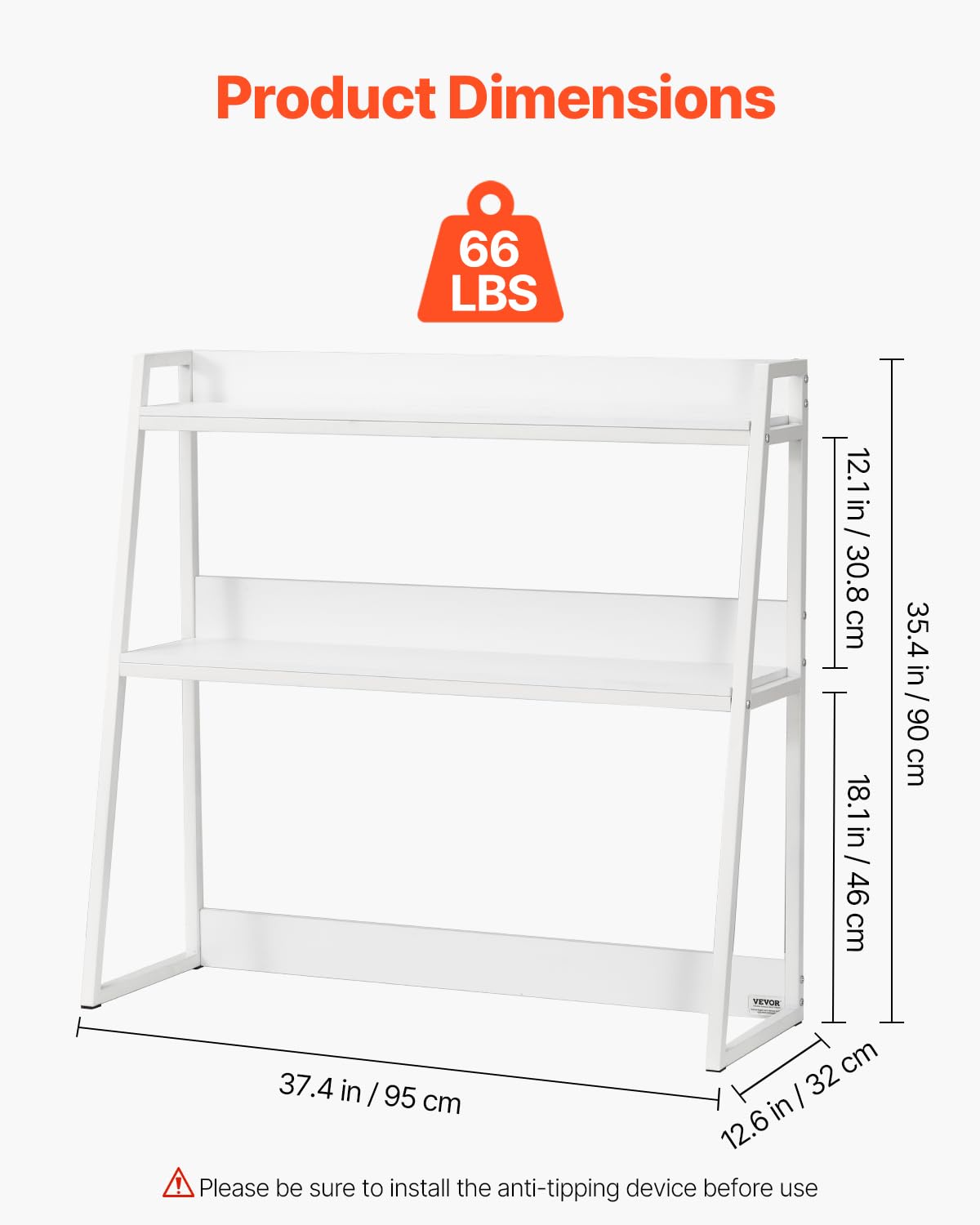 VEVOR Desktop Bookshelf, 2-Tier Desktop Storage Organizer, 37.4" x 12.6" x 35.4" Office Desk Storage Rack Display Shelf