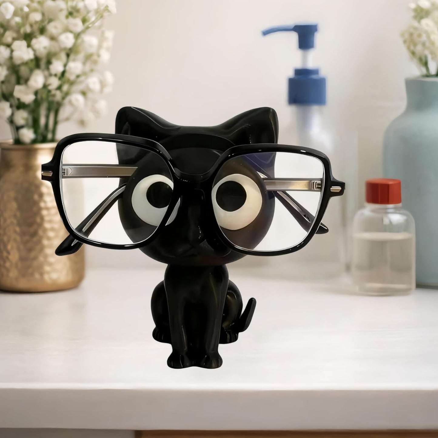 Cuikaan Cat Glasses Holder Stand,3D Printed Animal Glasses Stand for Desk & Living Room Decor,Cat G/lasses Holder,Eyeglasses & Sunglasses