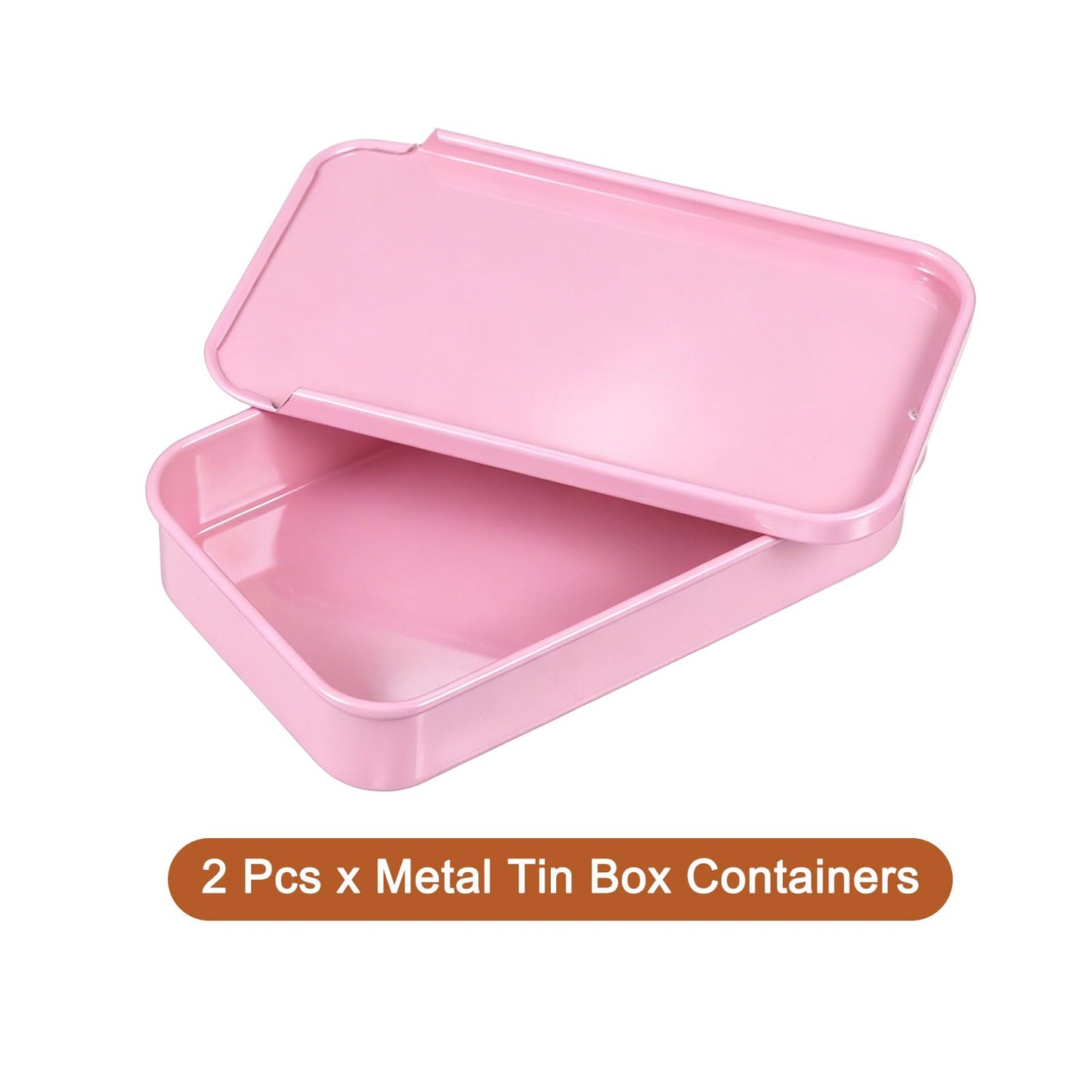 sourcing map 2 Pcs Metal Tin Box Container, 3.1x2x0.6 Inch Slide Top Tin Containers Empty Rectangular Storage Box Portable Mini Tin Case for Candy