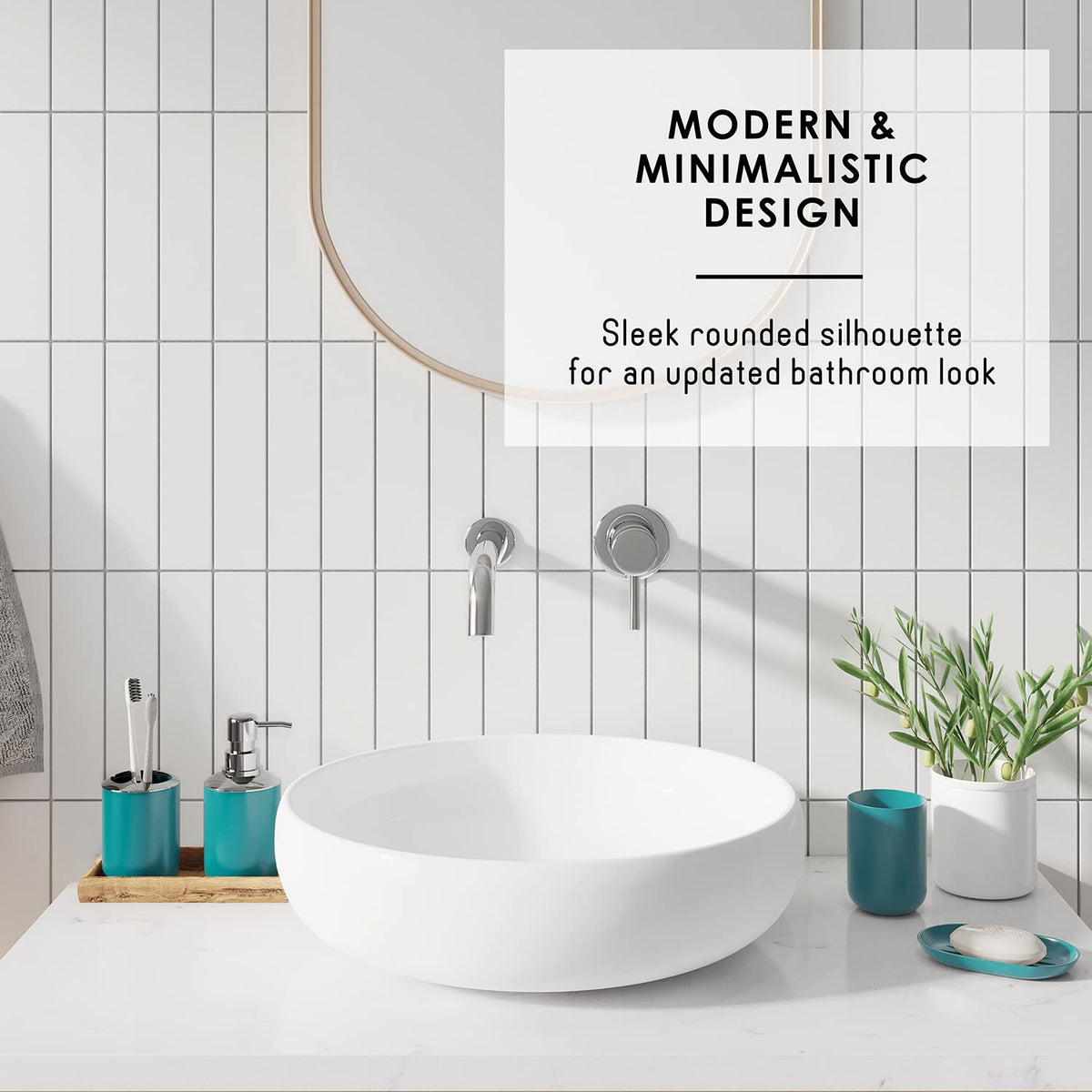 Clara Clark Bathroom Set - Bathroom Set with Adhesive Corner Shower Caddy Hanging, 25PC Bathroom Accessory Set, Teal Shower Curtain Set, Toilet Brush