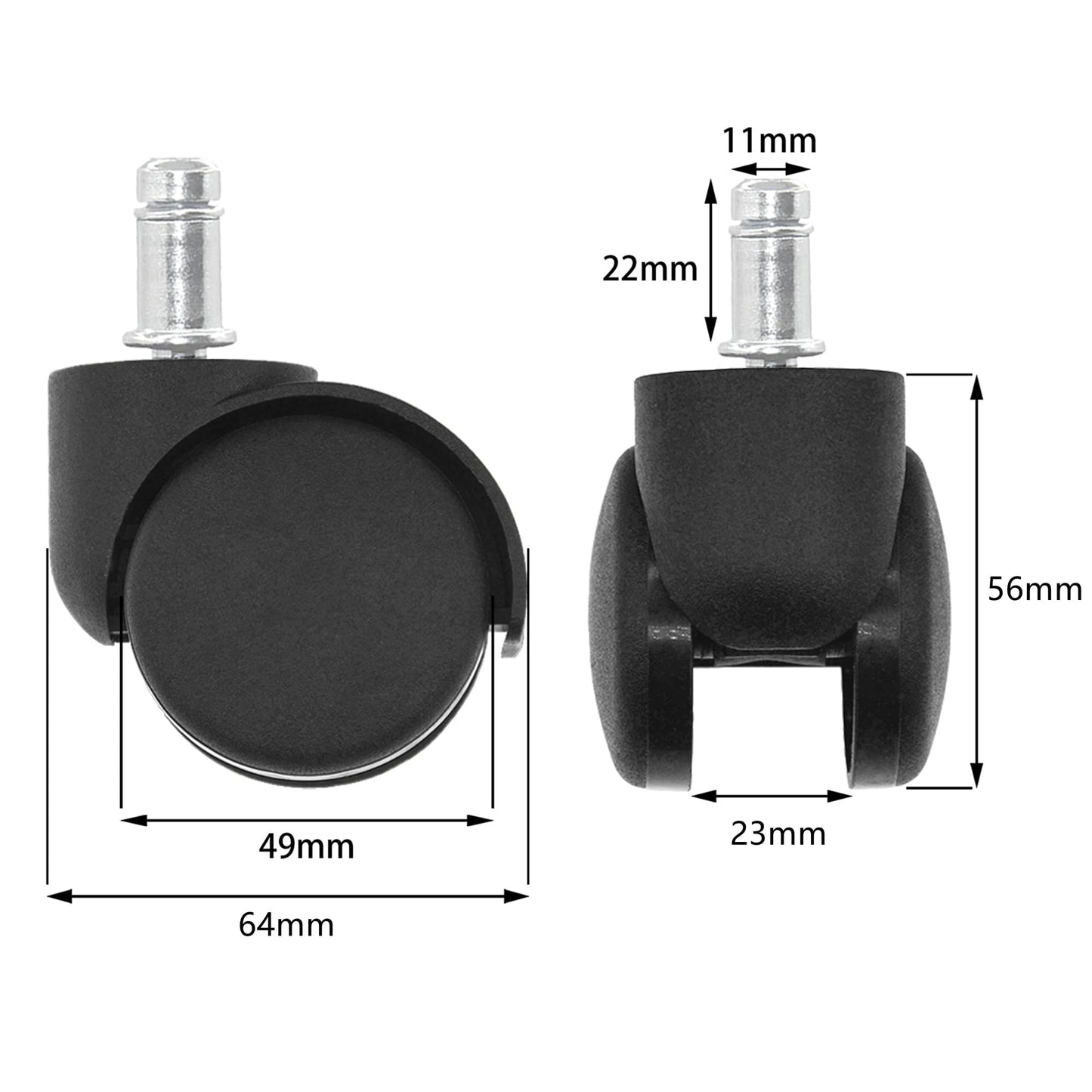 5 PCS Office Chair Caster Wheels,11mm Standard Size Chair Casters