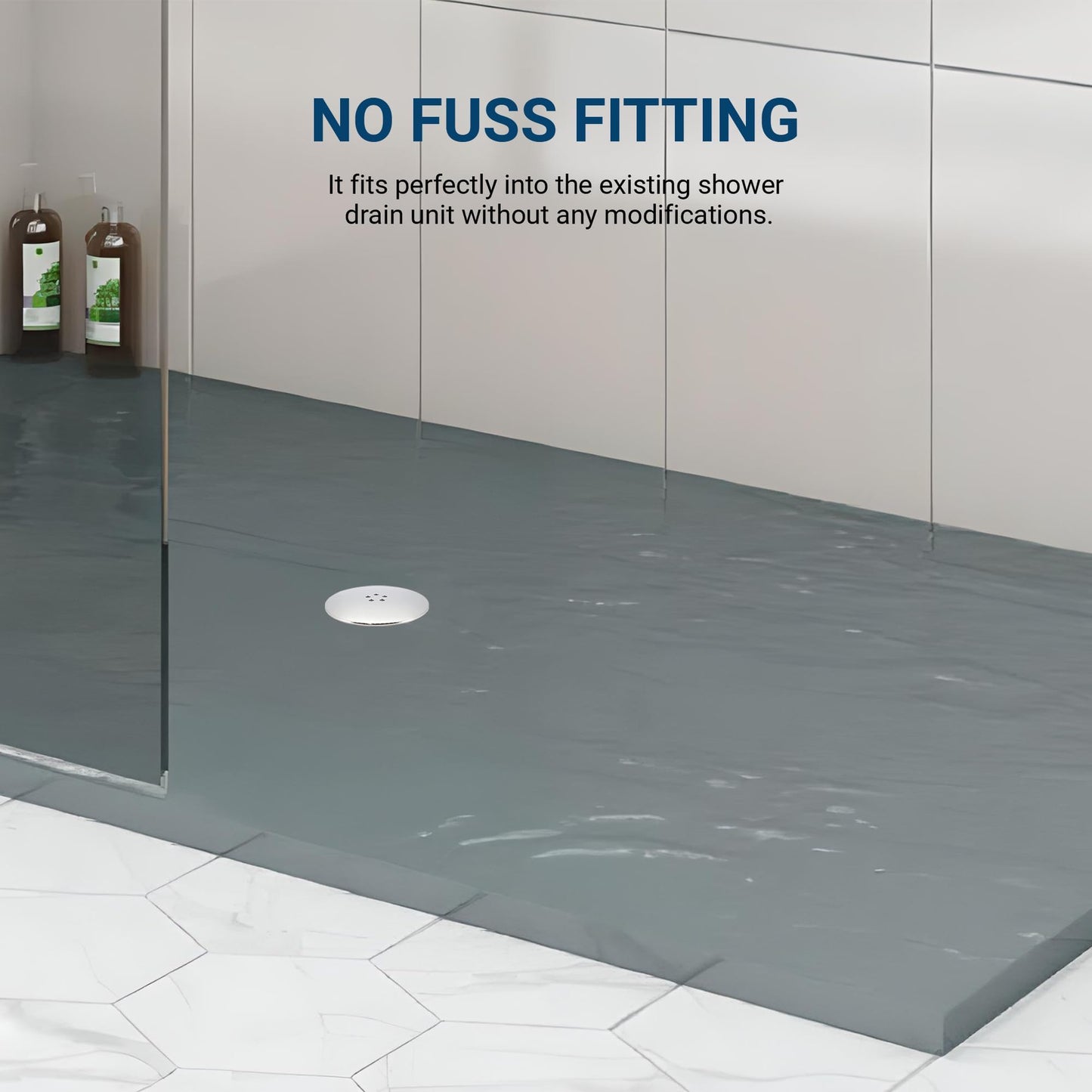 Shower Drain Cover 90mm/115mm | Fast Flow Chrome Waste Trap Replacement With Removable Hair Catcher | Shower Plughole Cover Insert For Shower Trays