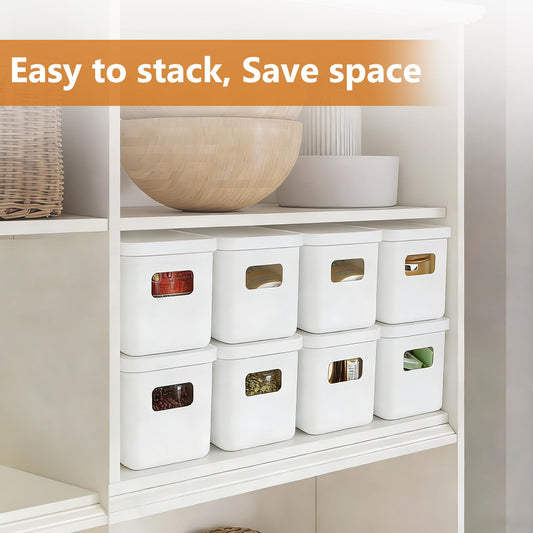10cm Wide Narrow Plastic Small Storage Boxes with Lids 4 Pcs Long Slim 2.2L