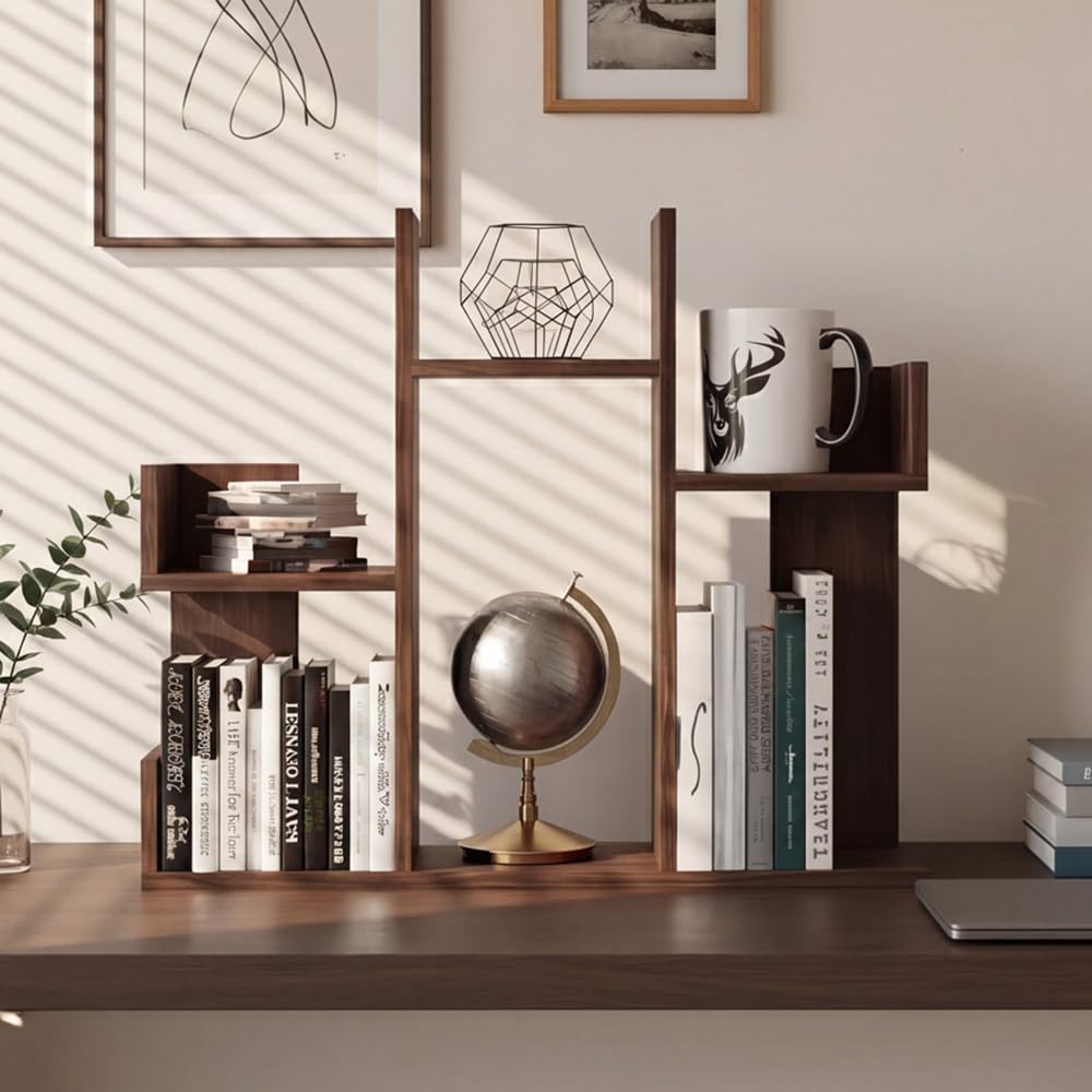 Desktop Wooden Storage and Display Shelf 56x47cm – Bookcase & Spice Rack for Home, Kitchen, Office