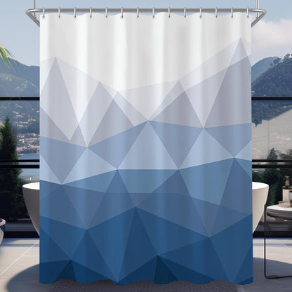 Lerores Shower Curtain, 220 x 180 cm, Geometric Gradient, Weighted Hem, Anti-Mould, Water-Repellent