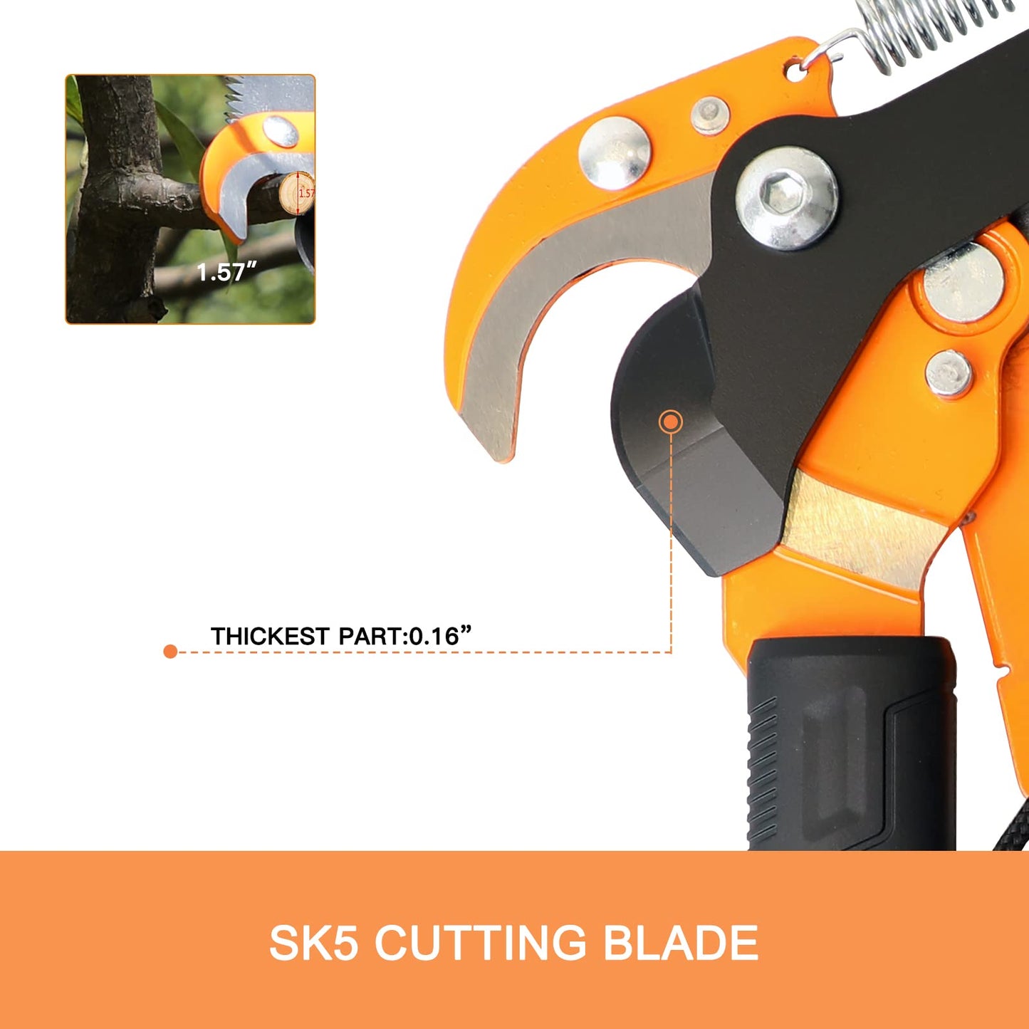 GARCARE Pole Saws for Tree Trimming, Loppers and Pole Saw 2 in 1, Lightweight Telescoping Tree Pruner with 35mm Cutting Capacity, Adjustable Length