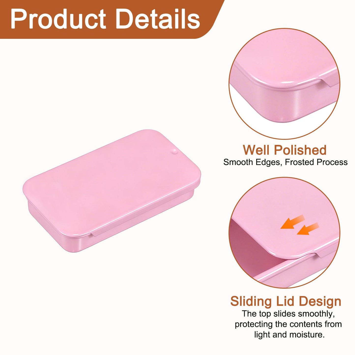 sourcing map 4 Pcs Metal Tin Box Container, 2.4x1.3x0.4 Inch Slide Top Tin Containers Empty Rectangular Storage Box Portable Mini Tin Case for Candy