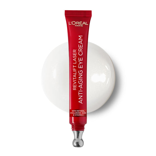 L?Or?al Paris Laser Renew Anti-Ageing Triple Action Eye Cream, Smooth Wrinkles and Target Eye Bags, Pro-Retinol, Hyaluronic Acid and Vitamin C,