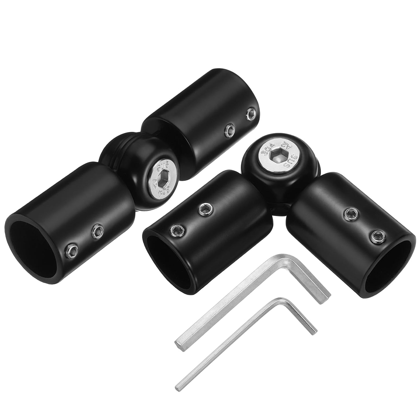 sourcing map 2pcs Corner Curtain Rod Connector, Hinged Elbow Connector Curtain Rod Corner Connector with Hex Wrench for 3/4 Inch OD Bay Window