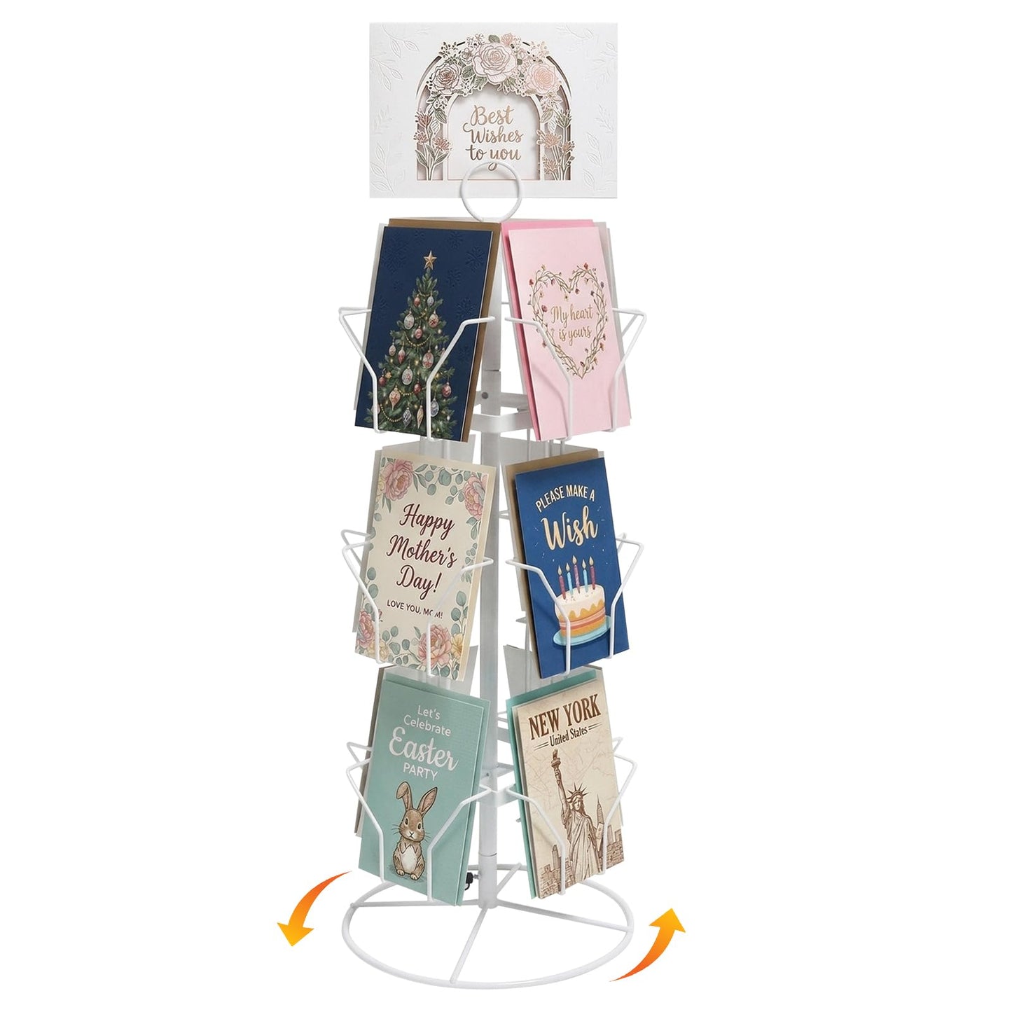 Hocomay 3 Tier Greeting Card Display Stand, 12 Pocket Rotating Greeting Card Organizer