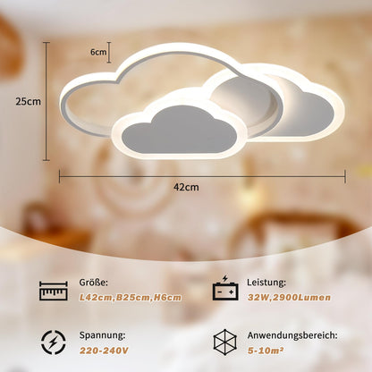 BLMYL LED Ceiling Light, 32W 2700lm 42cm Creative Clouds Ceiling Lamp, Dimmable Remote Control 3000~6000K, Modern White Ceiling Lights, Used in Living