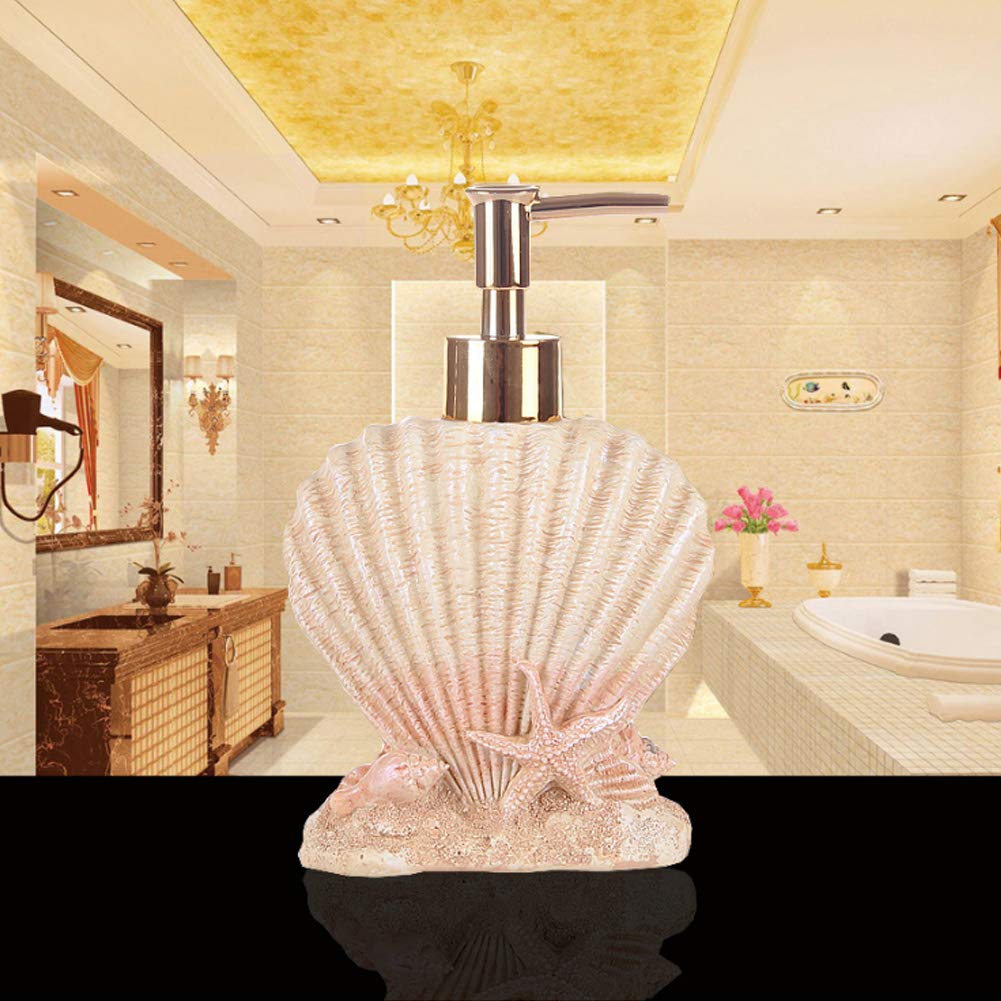 300ml Hotel Soap Gel Liquid Lotion Hand Press Bottle,Resin Material, Electroplating Press Head, Shell Shape Design for Bathroom