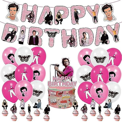 Singer Birthday Party Decorations, Singer Party Supplies Music Star Happy Birthday Banners Balloons Cupcake Cake Toppers for Fans Girls