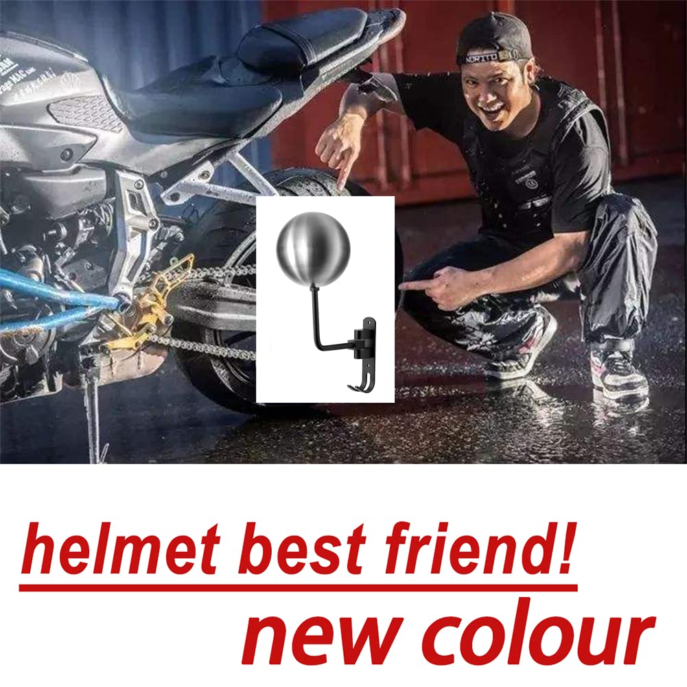 motofans Helmet Holder Wall Mounted Motorcycle Helmet Hat Holder Aluminium Alloy and Stainless Steel Ball (Pack of 2)