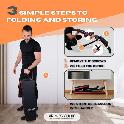 Mobiclinic?, Weight Bench Adjustable Foldable, FlexFit, Gym Bench, up to 440 lbs, for full Body Workout, Multifunction, Full body workout, Bench Press