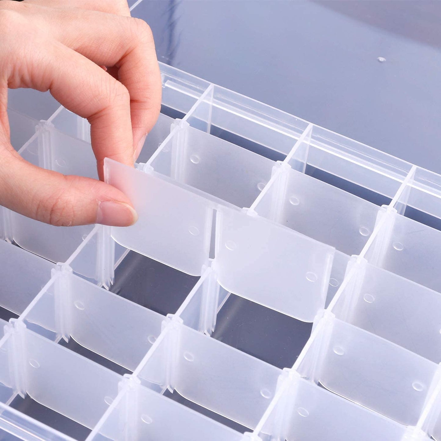 36 Grids Clear Plastic Jewelry Box Diamond Dot Painting Storage Box Removable Compartment Containers with Lids Adjustable Dividers for Display