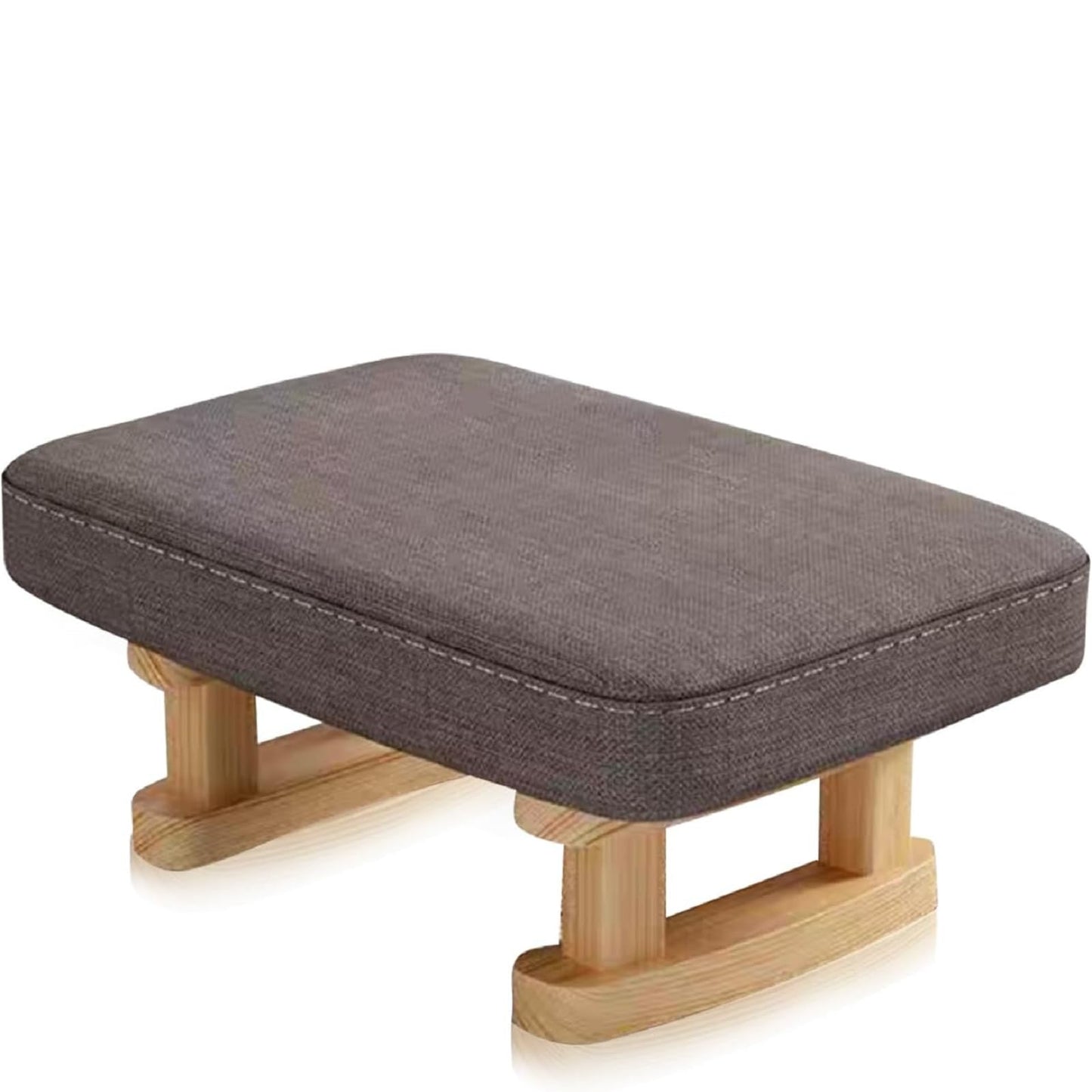 Foot Stool, Pouffe Footstool with Removable Cover, Linen Fabric Small Footstool with Cushion