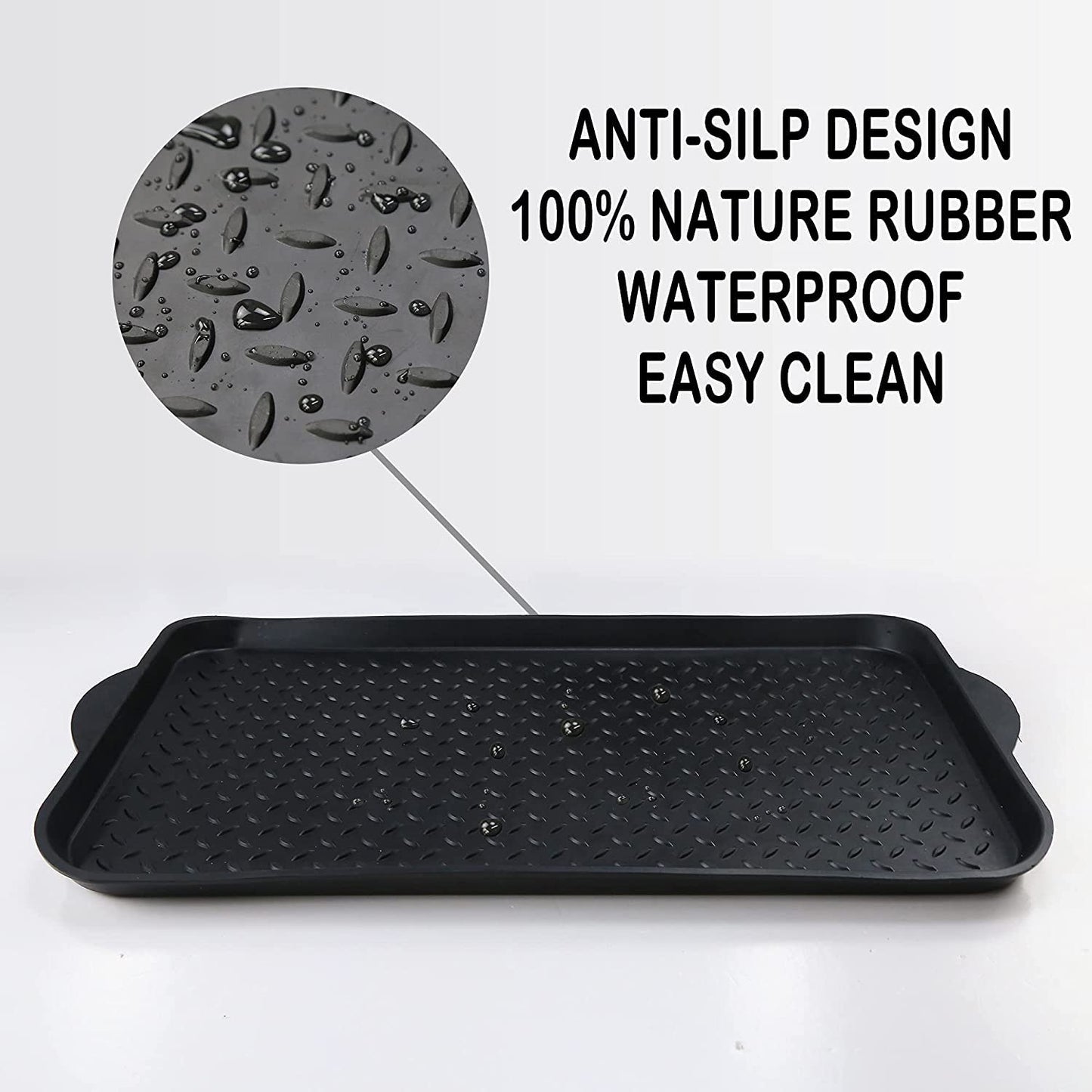 Nicoman Boot Tray Shoe Organiser Soft Rubber Non Slip Washable Multipurpose Plant Rack Mat Plain Black Drip Container Floor Carpet Protection for