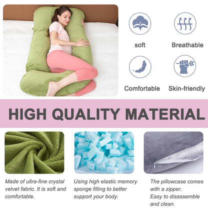 TaiBest U Shaped Full Body Pregnancy Pillow with Removable Cover for Maternity Women,Pregnancy Pillows for Sleeping,Support for Back, Legs, Belly,55