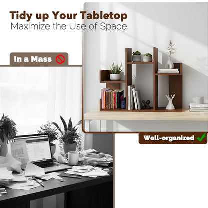 Desktop Wooden Storage and Display Shelf 56x47cm – Bookcase & Spice Rack for Home, Kitchen, Office