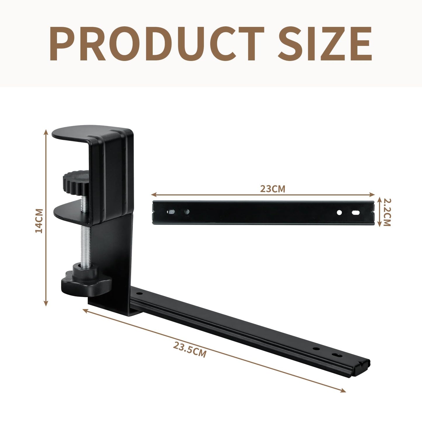 xiruiubao Removable Keyboard Holder, Extendable and Silent Keyboard Tray for Office, PC Keyboard Support with Large C Clamp, 235 mm x 22 mm Iron
