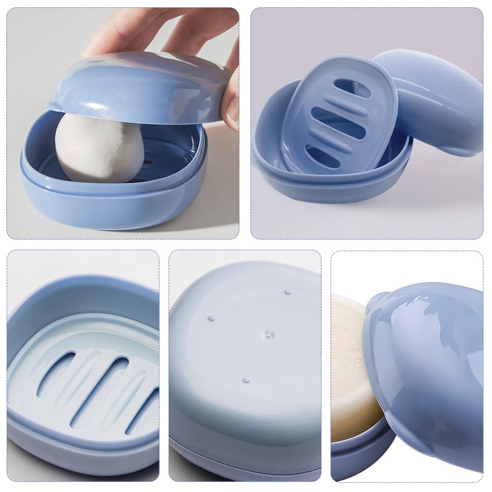 EQLEF Travel Soap Box 2 pcs,Portable Square Travel Soap Dish with Lid Leak proof Soap Travel Case Soap Storage Case for Travel Hiking Bathroom Gym