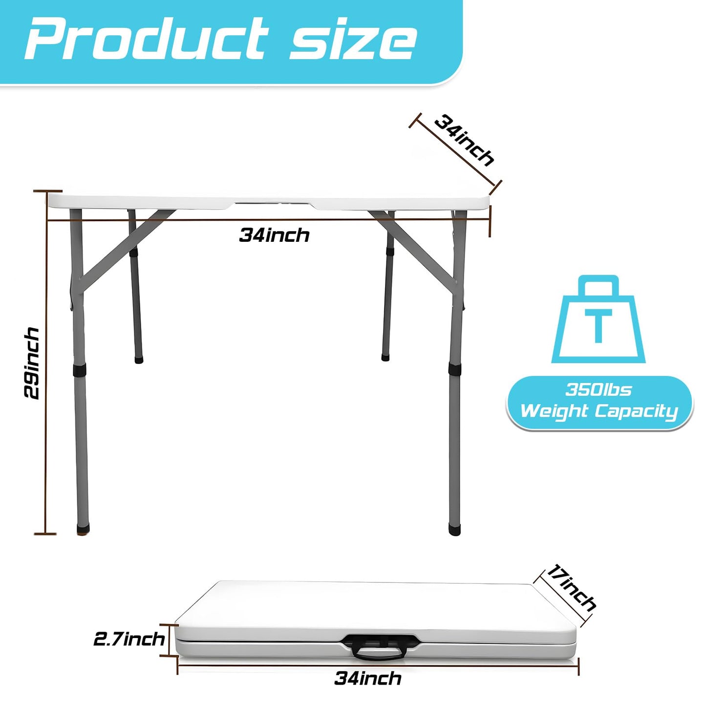 HQTrailTrekker Folding Card Table Portable Folding Table for Indoor and Outdoor Use for Camping and Picnic Versatile Lightweight Design Easy to Store