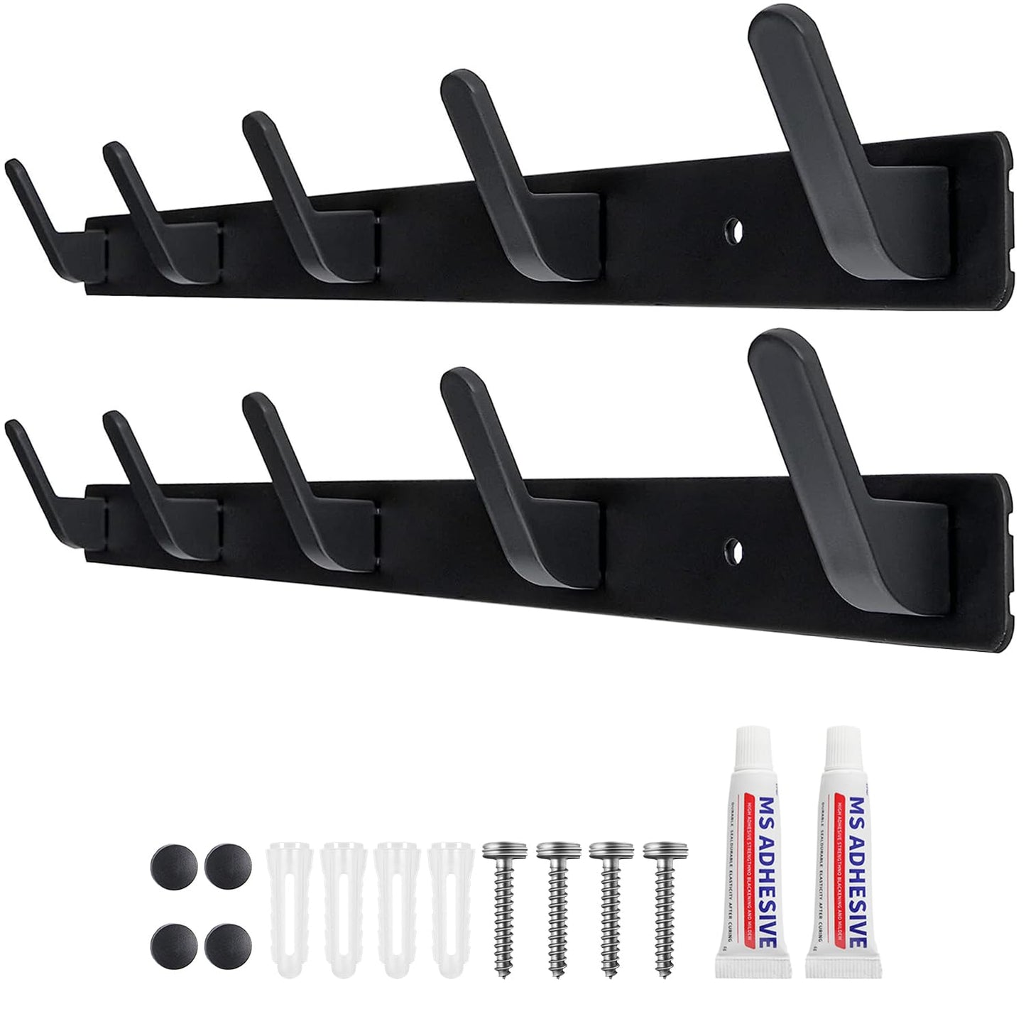 Sevenpers 2 Pack Coat Hooks Wall Mounted, Heavy Duty Coat Rack with 5 Hooks