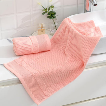 sense gnosis Ribbed Striped Pink Hand Towel Set of 2 Soft and Absorbent 100% Cotton Luxury Bathroom Hand Towel Decorative 13 x 29 Inch