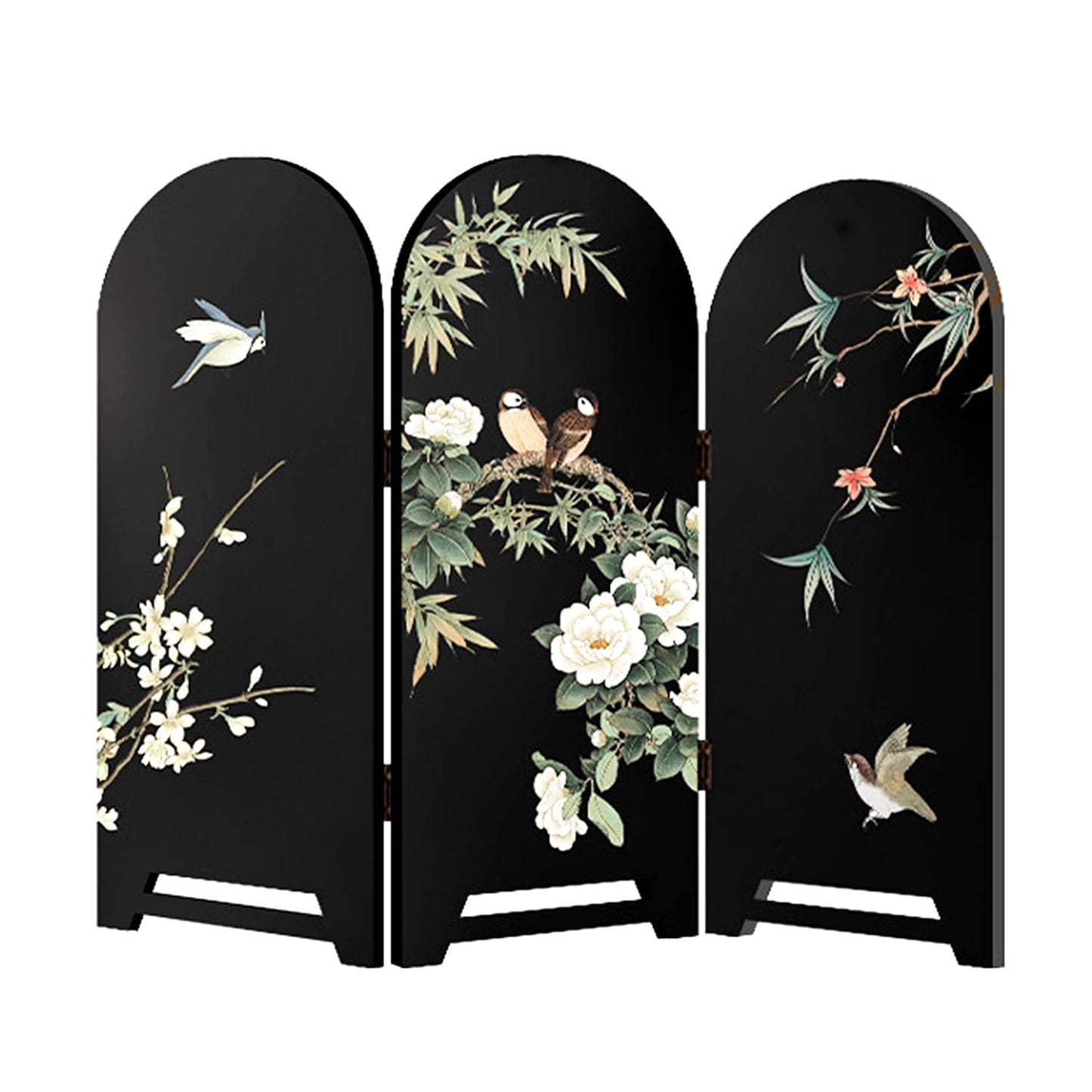 Mini Decorative Folding Screen, Flower and Bird Patterns Desktop Decorative Screen