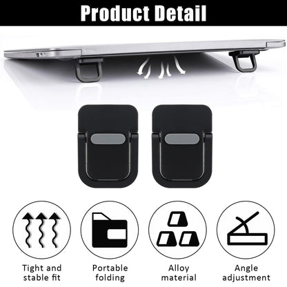 ZEACCT 4-Pack Portable Keyboard Riser, Self-Adhesive Mini Laptop Stand, Foldable & Invisible Adjustable Support for Desk or Laptop Black