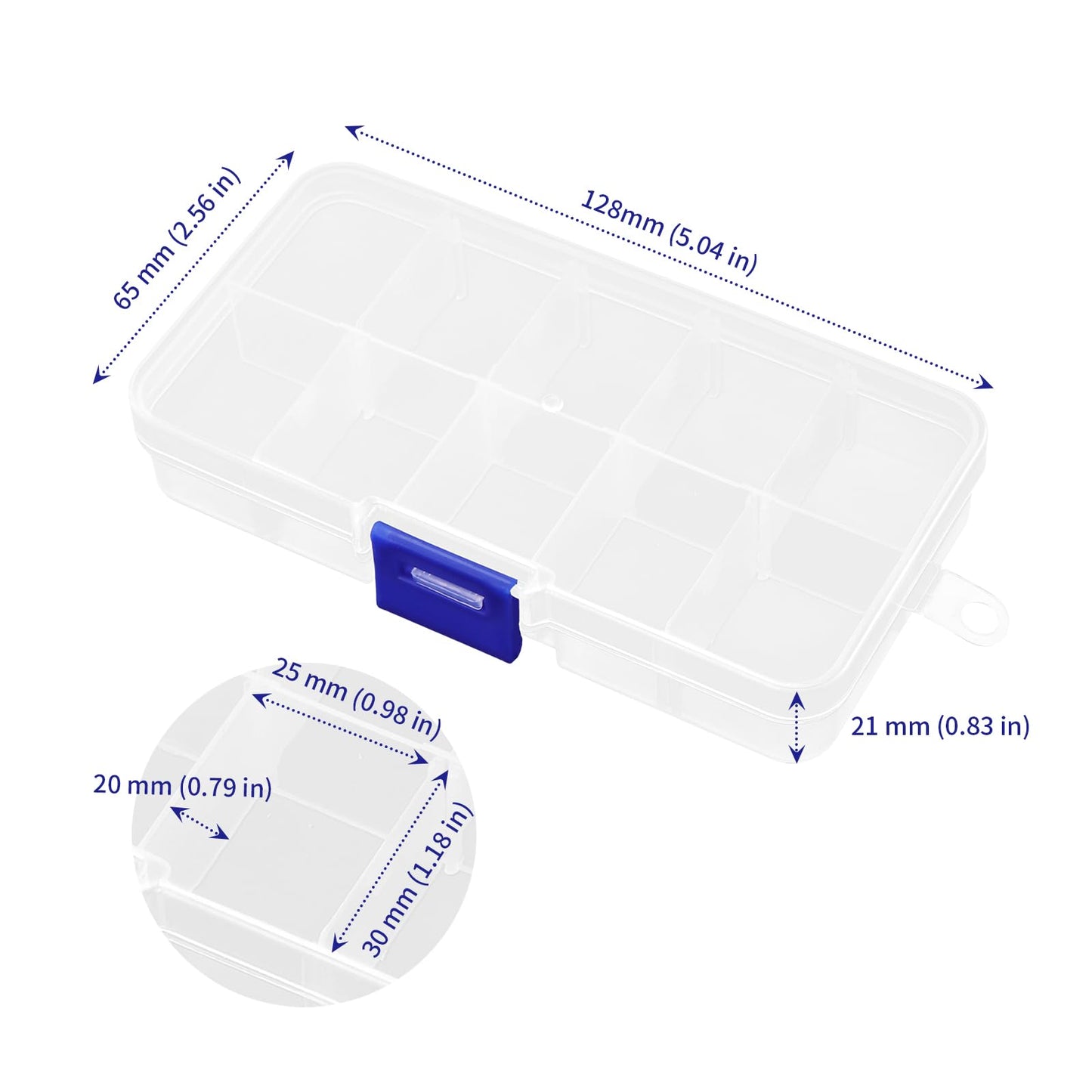 SOUJAP 20 PCS 10 Grids Bead Storage Box with Compartments, Plastic Clear Craft Organiser Container for Small Items Beads Bolts Bolts Snack Box