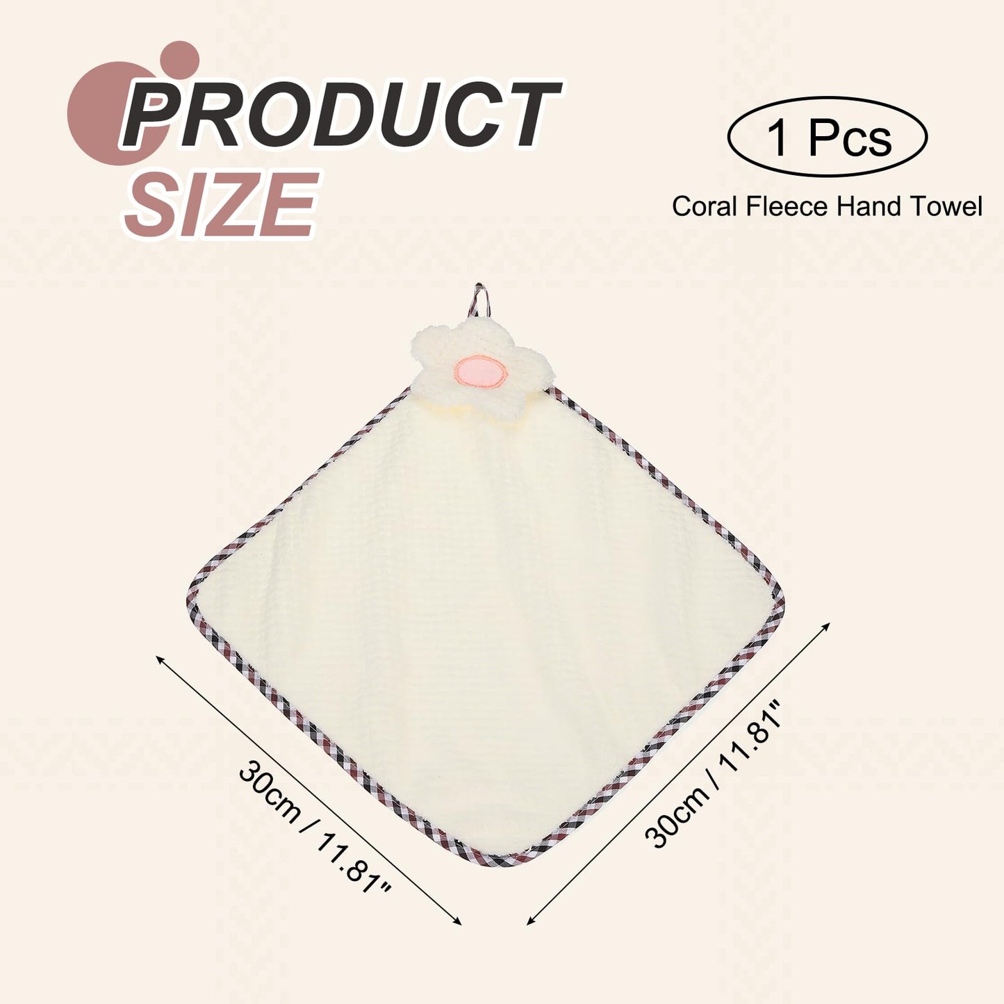 sourcing map Hand Towel, Soft Coral Fleece Hand Towels with Hanging Loop Decorative Flower Pattern Quick-Drying and Washable for Home Bathroom