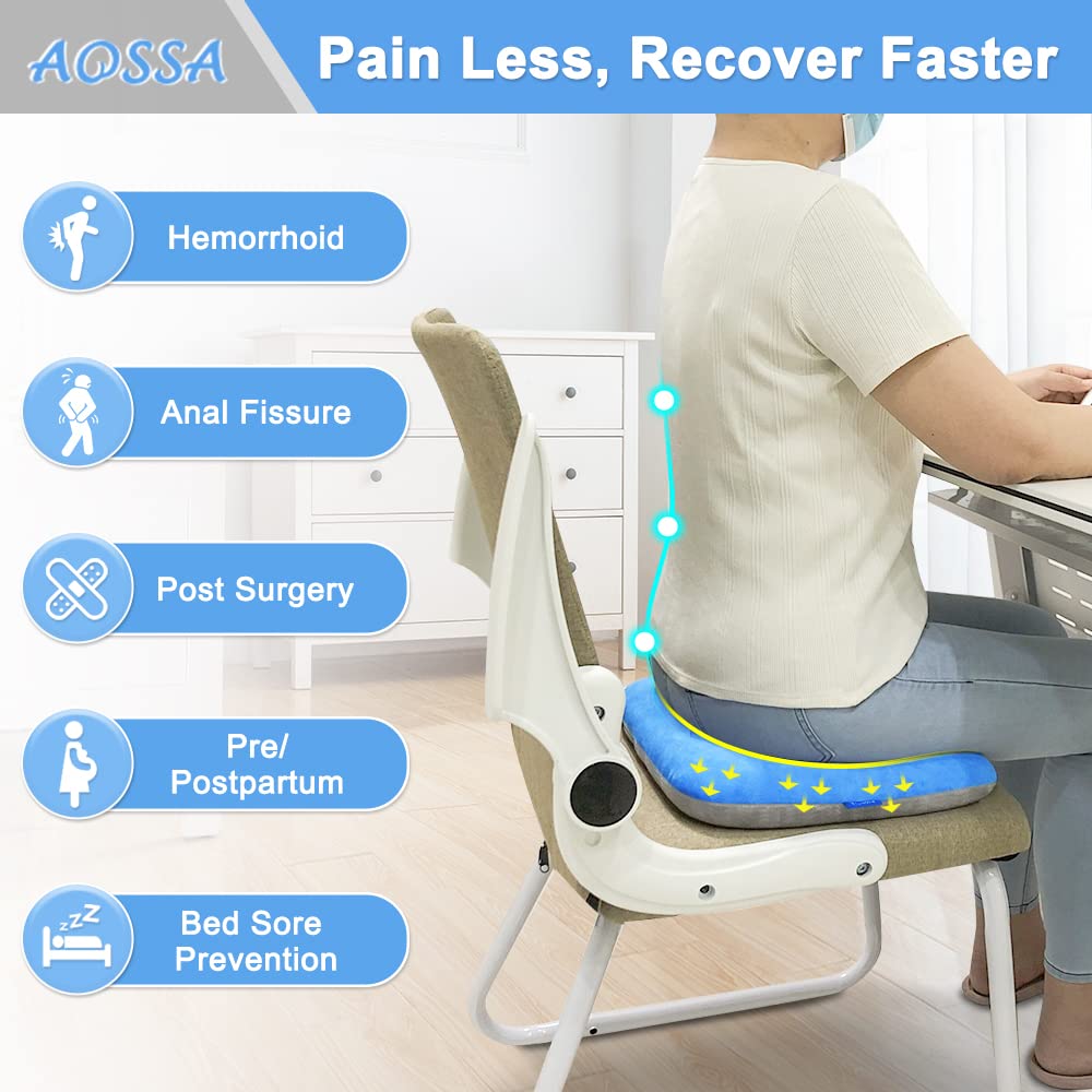 Mybow Donut Pillow Seat Cushion for Tailbone Pain Relief – Pressure Relief Ring Cushion for Haemorrhoids, Bed Sores, Pregnancy