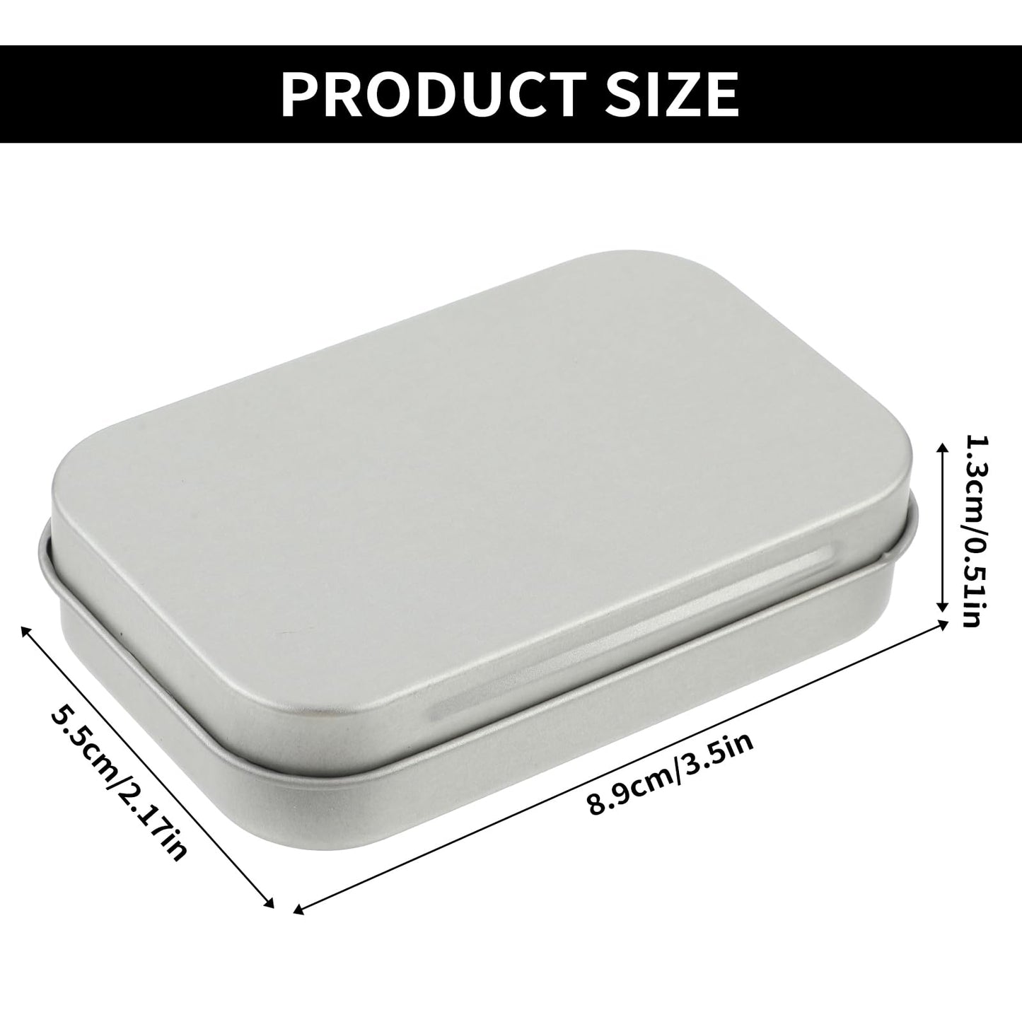 Ouligay Small Metal Tins with Lids - Rectangular Empty Hinged Tins for Candies, Key, Earring, Jewelry (Silver)