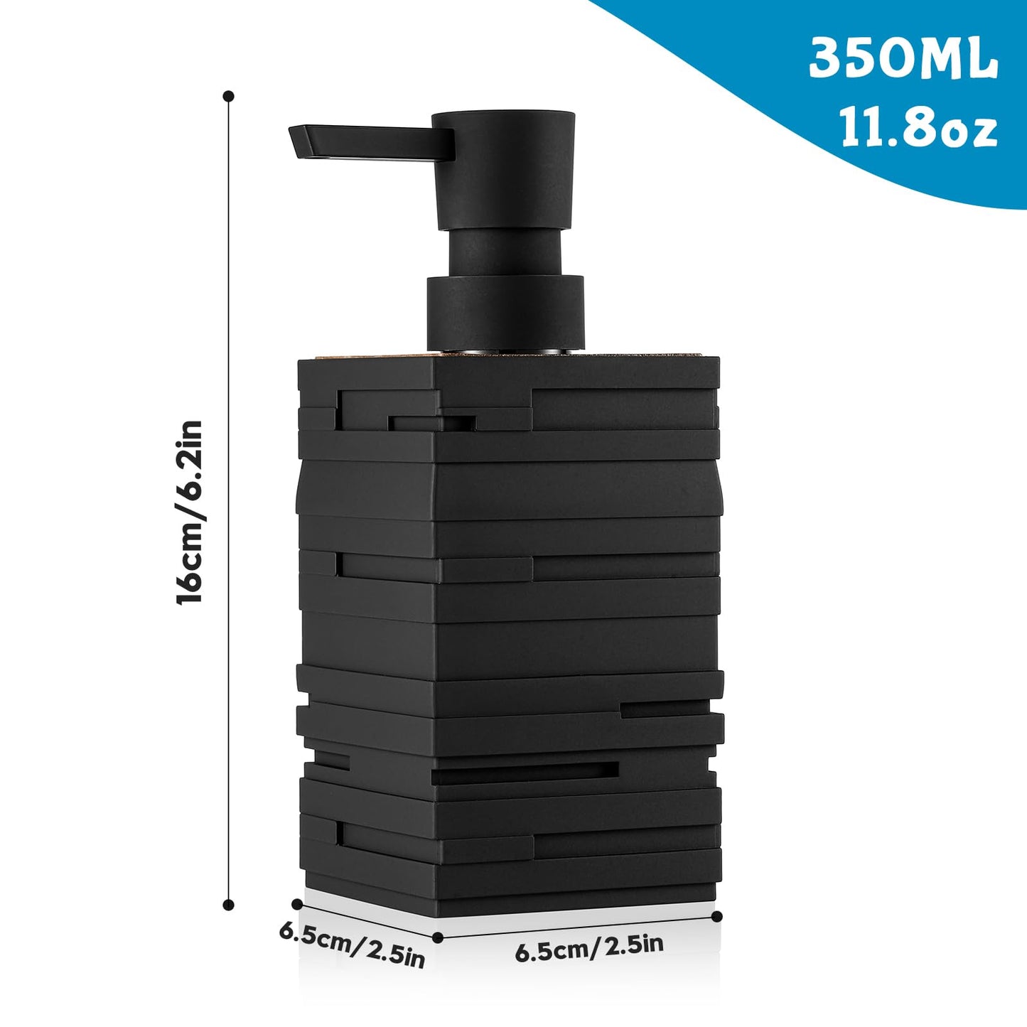 Wooden Soap Dispenser Black with Teak Wood Décor Hand Wash Dispenser