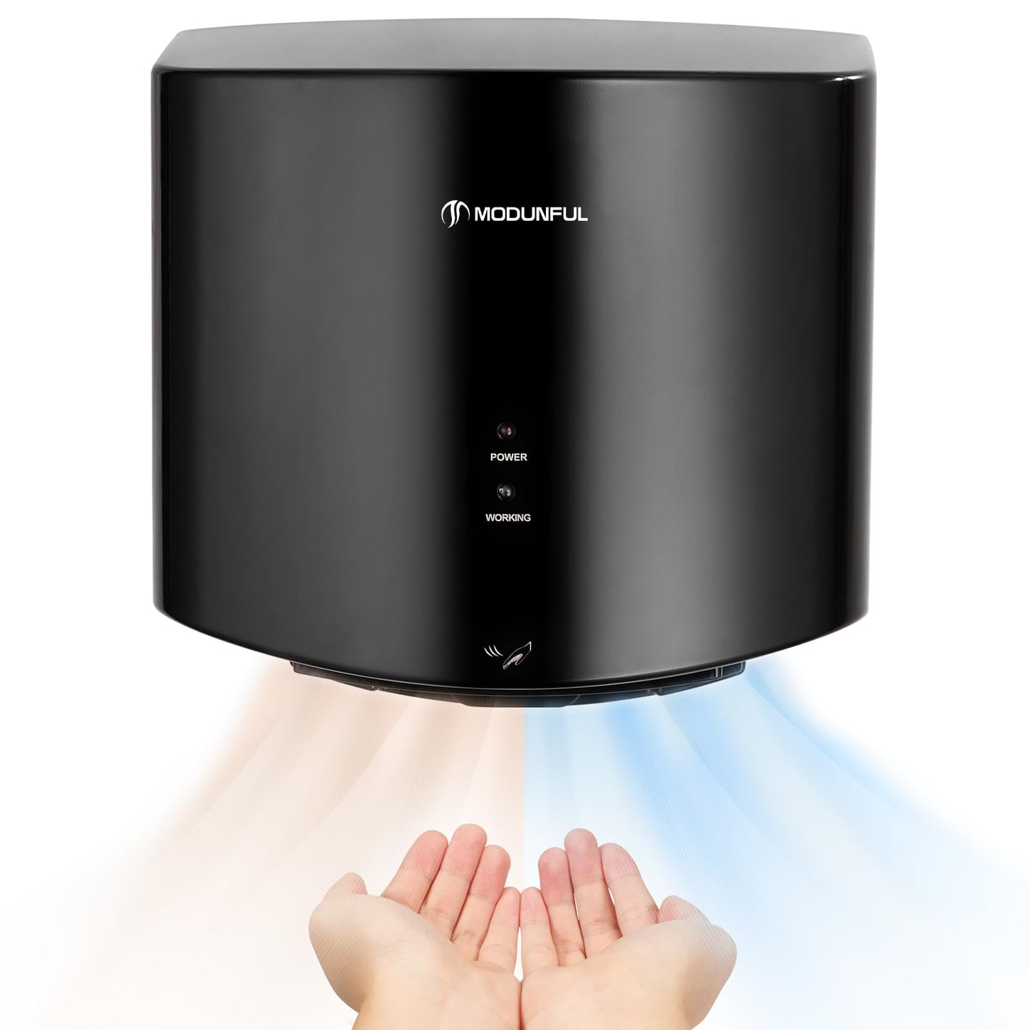 modunful Electric Hand Dryer,Automatic High Speed Hand Dryer Commercial Hand Dryer for Kitchen, Bathroom and Toilet 220v 1200W Black