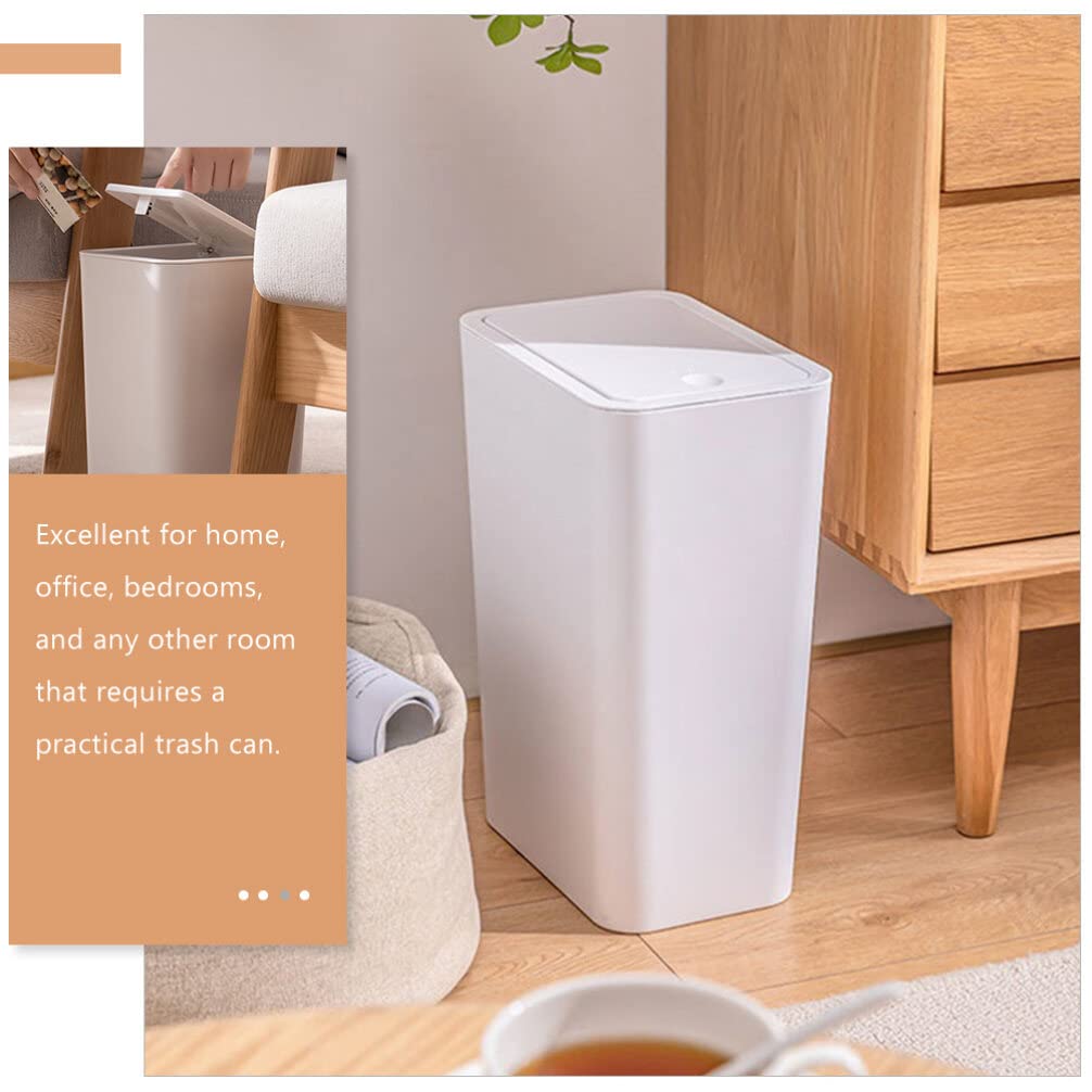 GANAZONO Narrow Garbage can Small Trash Cans with Lid for Bathroom - Garbage Can with Press Type Lid, Narrow Plastic Trash Bin