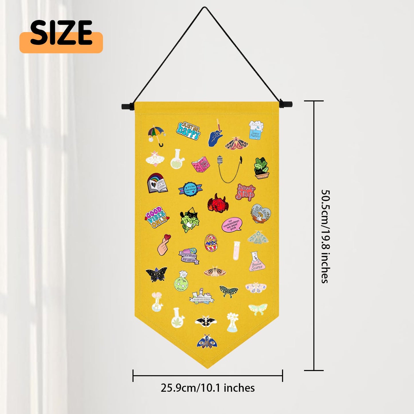Kunyeah Wall Hanging Brooch Organizer Storage Case Colorful Canvas Pin Board Stand Enamel Pin Badge Hanging Holder Display Banner Earrings Collection