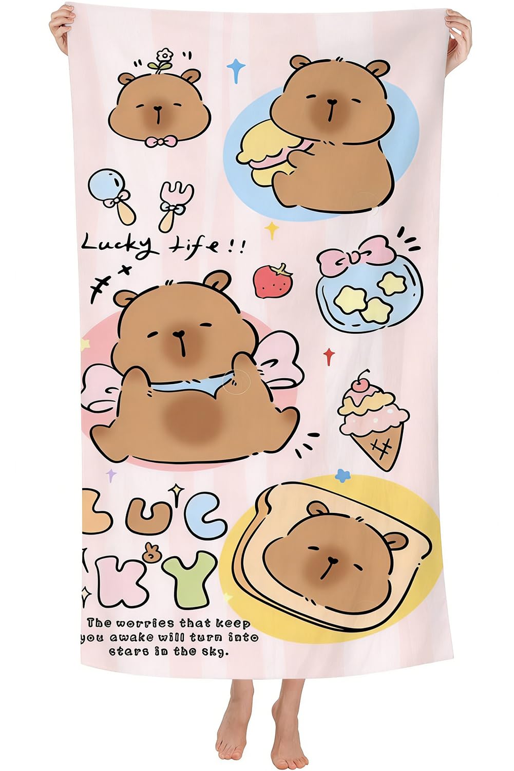 Spiritzohic Capybara Beach Towels, Capybara Bath Towels Swimming Towel Quick Dry Microfibre Towel Sandproof Beachs BathTowels for Travel, Sauna