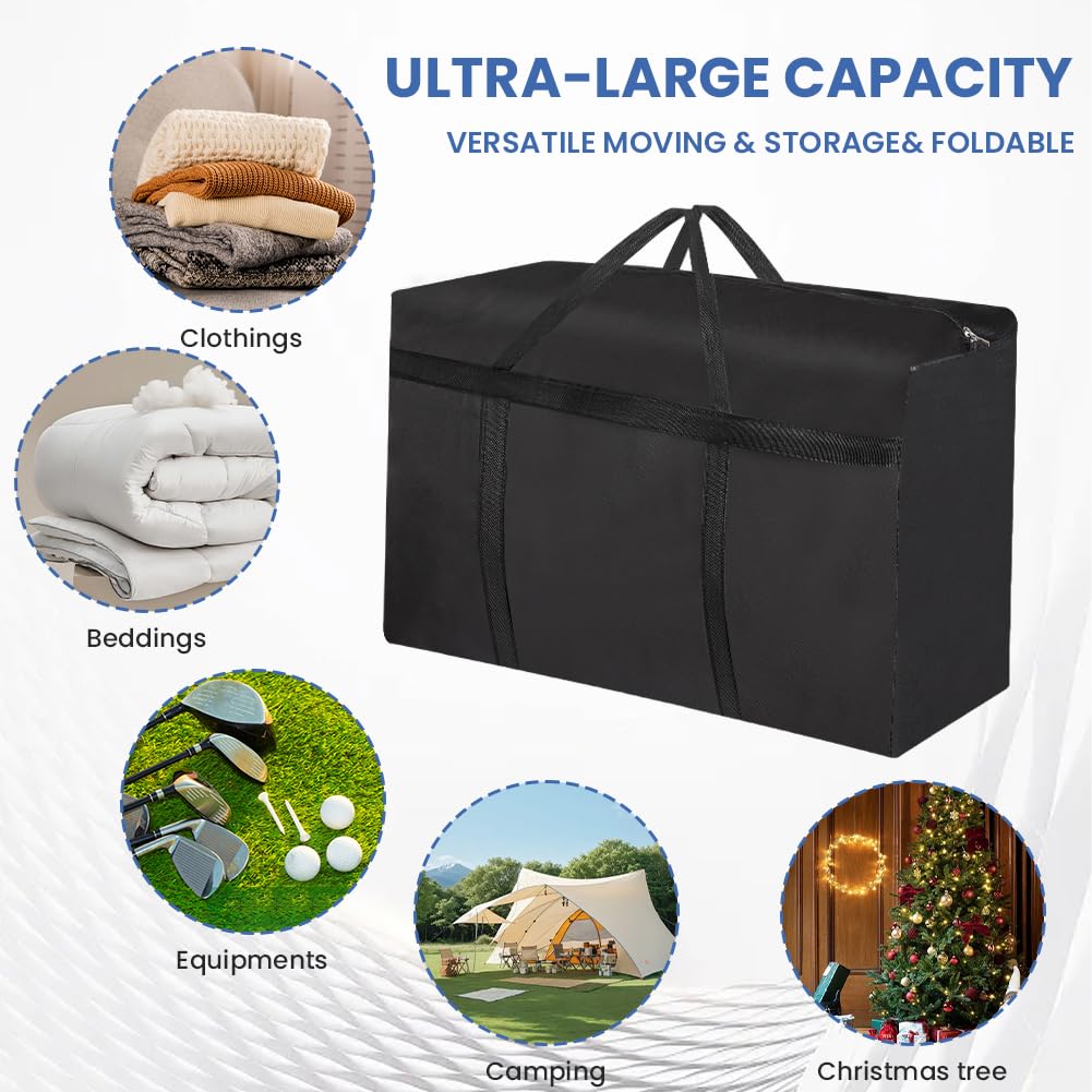 HOTUT 2 Pcs 180L Large Storage Bag,Extra Large Moving Bags Heavy Duty,with Zipper Handles,Strong Packing Boxes,with Strong Oxford Cloth,for Clothes