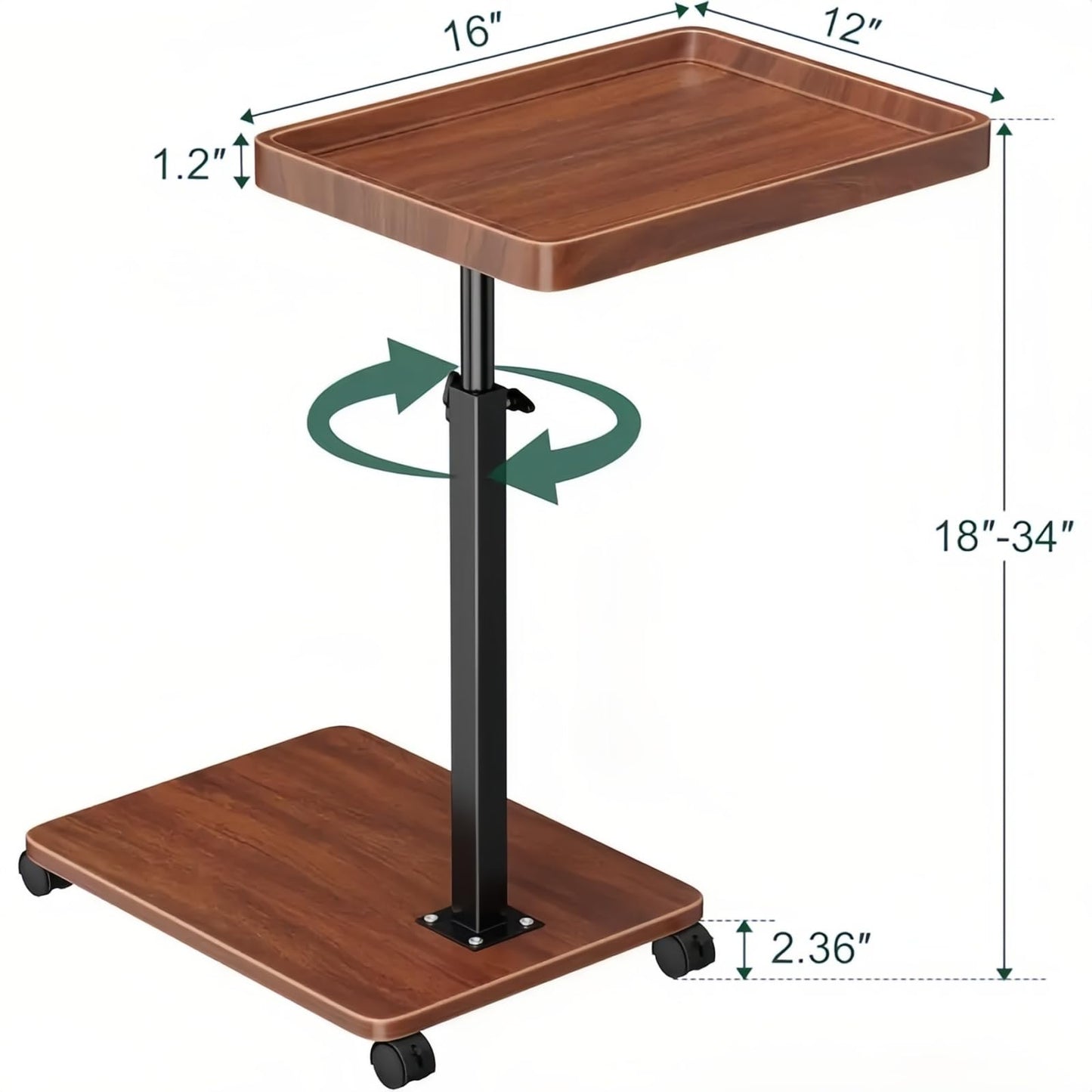 HaoXiao Futrue Adjustable Side Table Height Mobile Wooden Bed Side Tables 360° Rotate,Easy To Use Perfect for Relaxing Sofa Table