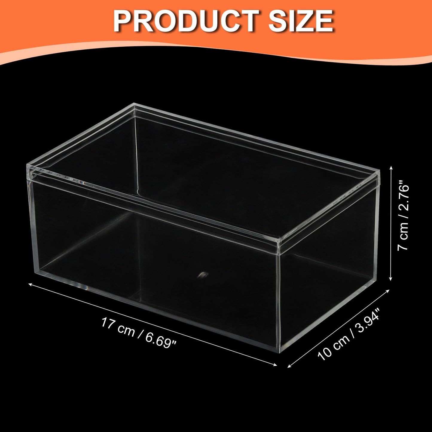 PATIKIL Acrylic Box with Lid 6.69" x 3.94" x 2.76", Clear Acrylic Display Boxes Plastic Square Cube Containers Storage Organizer for Candy Tiny