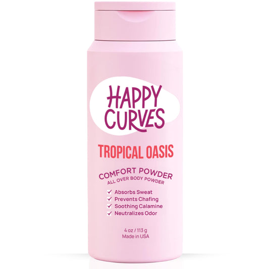 HAPPY CURVES Comfort Powder: Anti Chafing Deodorant, Powder Free, Body and Feet - Ideal for Fighting Scratches on Inner Thighs, Intimate Zones and All
