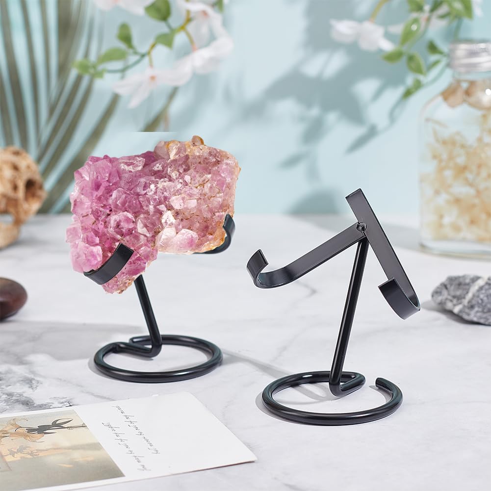 NBEADS 6 Pcs Metal Crystal Ball Holder, Black Iron Crystal Ball Ornament Rack Holder Metal Easel Stands Crystal Ball Stand for Rocks, Geodes