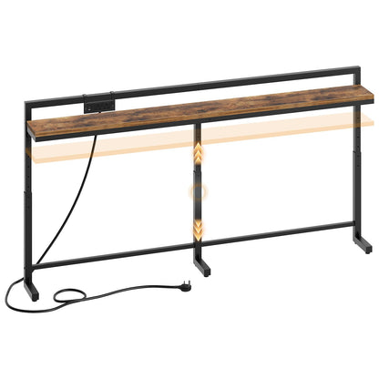 YATINEY 180 cm Slim Console Table with Adjustable Height 70 cm-90 cm, Behind Sofa Table Skinny with Outlet, Long Entryway Table