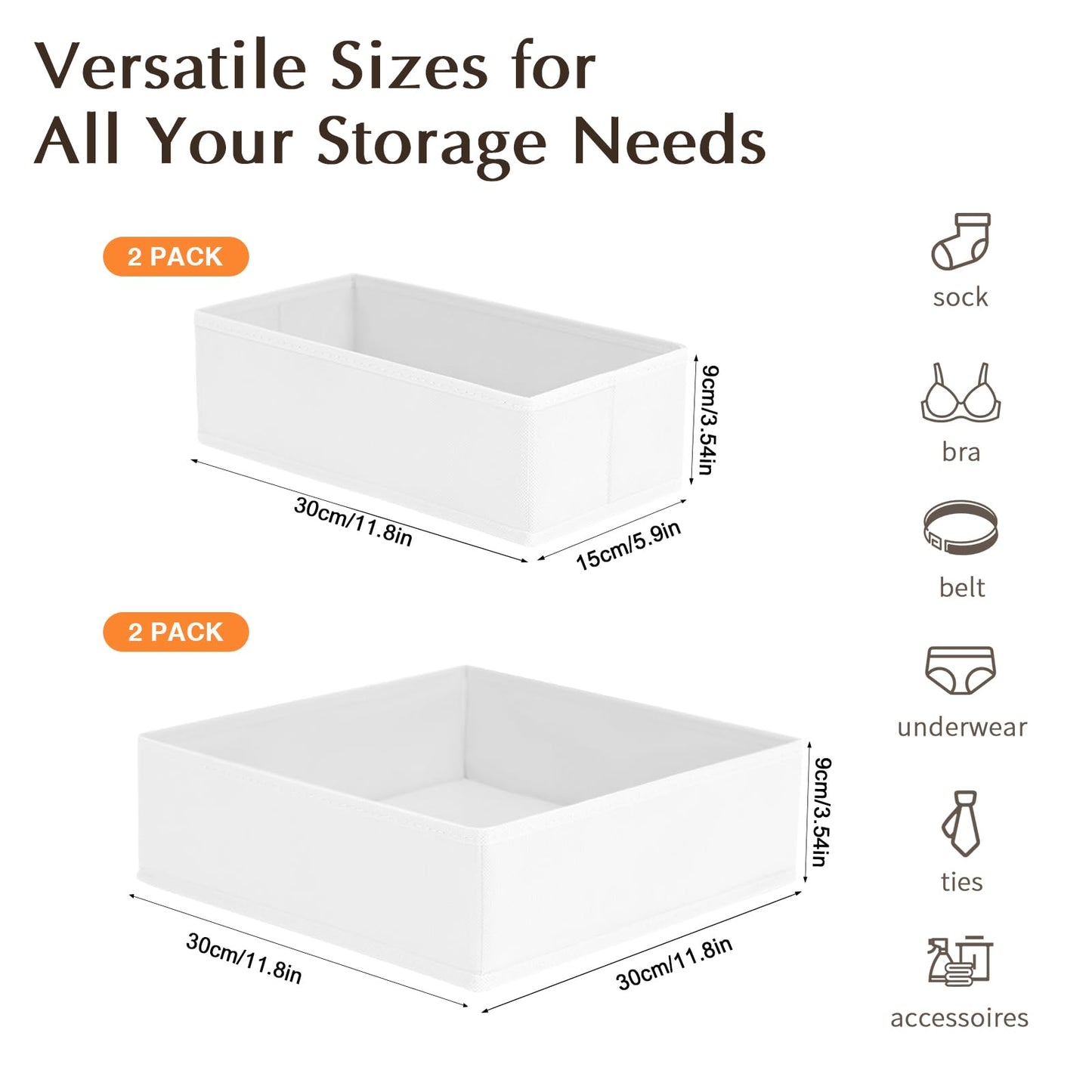 DIMJ 4 Pack Drawer Organizer for Clothes - Underwear Organiser, Foldable Fabric Dresser Organiser Bins